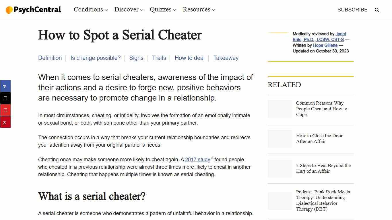 Serial Cheater: 5 Signs Psych Central